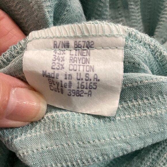 Vintage Cynthia Max Relax Linen Blend Maxi Dress Sleeveless Pocket Slit Green L - Picture 7 of 11